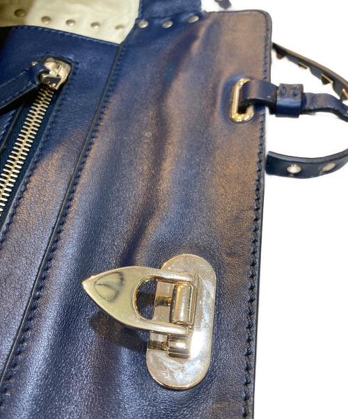 VALENTINO（ヴァレンティノ）VALENTINO (ヴァレンティノ) 2WAY ロックスタッズトートバッグ ネイビーの古着・服飾アイテム