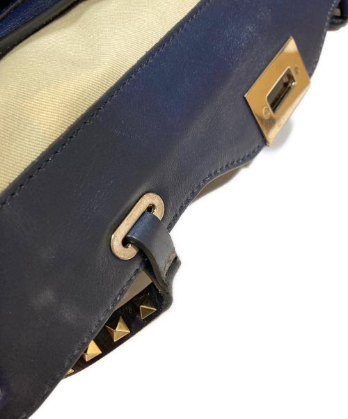 VALENTINO（ヴァレンティノ）VALENTINO (ヴァレンティノ) 2WAY ロックスタッズトートバッグ ネイビーの古着・服飾アイテム