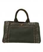 PRADAプラダ）の古着「カナパ スタッズトートバッグ」｜カーキ