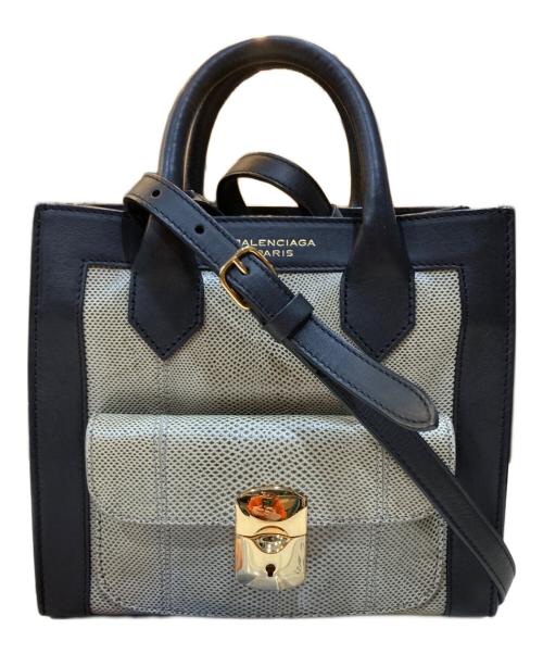 BALENCIAGA（バレンシアガ）BALENCIAGA (バレンシアガ) パドロック ミニ オールアフタヌーン ハンドバッグ ベージュ×ブラックの古着・服飾アイテム