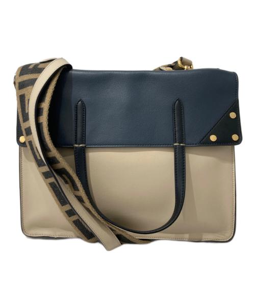 FENDI（フェンディ）FENDI (フェンディ) フィリップラージ 2WAYバッグ ネイビー×ベージュの古着・服飾アイテム