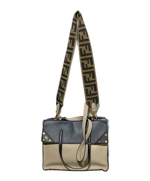 FENDI（フェンディ）FENDI (フェンディ) フィリップラージ 2WAYバッグ ネイビー×ベージュの古着・服飾アイテム