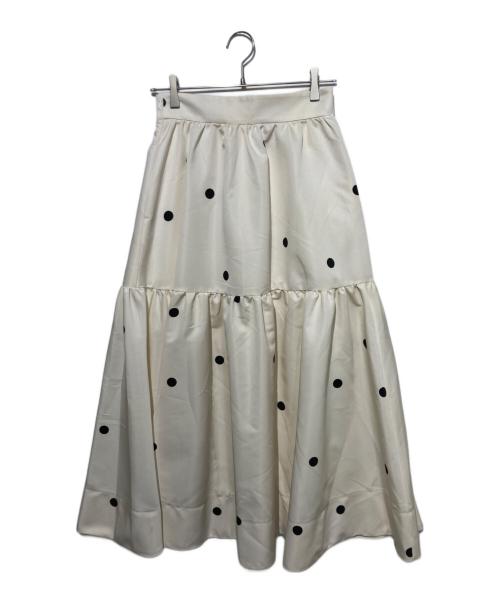 CADUNE（カデュネ）CADUNE (カデュネ) ドット切替スカート アイボリー サイズ:38の古着・服飾アイテム