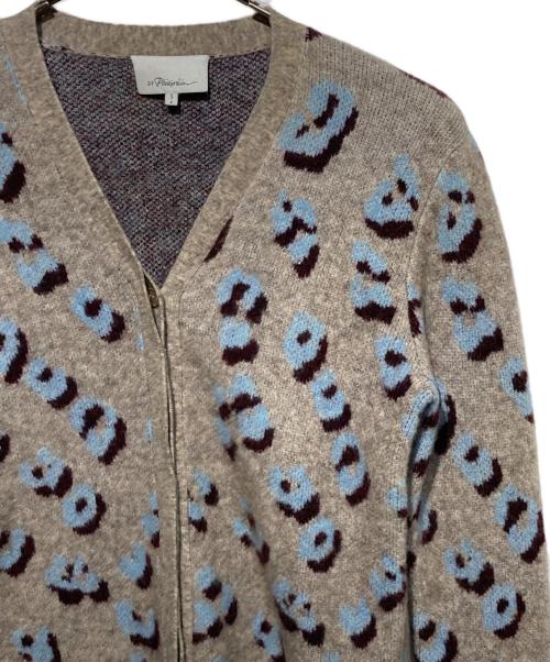 3.1 phillip lim（スリーワンフィリップリム）3.1 phillip lim (スリーワンフィリップリム) 総柄ニットカーディガン グレー サイズ:Sの古着・服飾アイテム