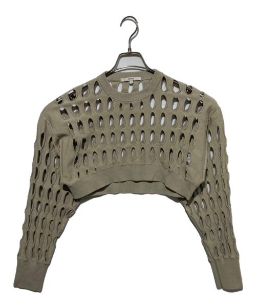 UN3D.（アンスリード）UN3D. (アンスリード) サークルカットレイヤードニット ベージュ サイズ:Freeの古着・服飾アイテム