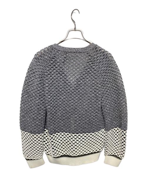 ALEXANDER WANG（アレキサンダー・ワン）ALEXANDER WANG (アレキサンダー・ワン) メッシュニットカーディガン グレー×ホワイト サイズ:Ｓの古着・服飾アイテム