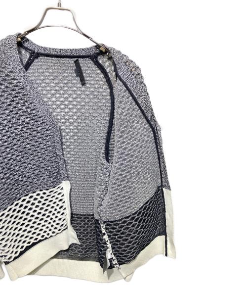 ALEXANDER WANG（アレキサンダー・ワン）ALEXANDER WANG (アレキサンダー・ワン) メッシュニットカーディガン グレー×ホワイト サイズ:Ｓの古着・服飾アイテム