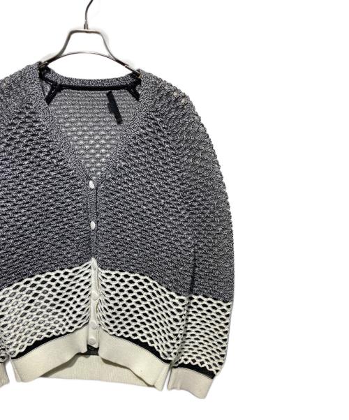 ALEXANDER WANG（アレキサンダー・ワン）ALEXANDER WANG (アレキサンダー・ワン) メッシュニットカーディガン グレー×ホワイト サイズ:Ｓの古着・服飾アイテム