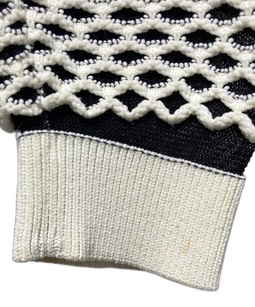 ALEXANDER WANG（アレキサンダー・ワン）ALEXANDER WANG (アレキサンダー・ワン) メッシュニットカーディガン グレー×ホワイト サイズ:Ｓの古着・服飾アイテム