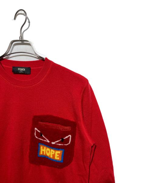 FENDI（フェンディ）FENDI (フェンディ) バッグバグズ モンスター ワッペンニット レッド サイズ:46の古着・服飾アイテム