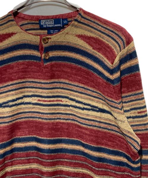 POLO RALPH LAUREN（ポロ・ラルフローレン）POLO RALPH LAUREN (ポロ・ラルフローレン) ヘンリーネックボーダーニット マルチカラー サイズ:LLの古着・服飾アイテム
