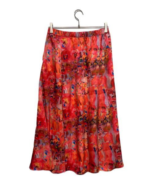 HERALBONY（ヘラルボニー）HERALBONY (ヘラルボニー) サテンスカート「こもれび」 レッド サイズ:Fの古着・服飾アイテム