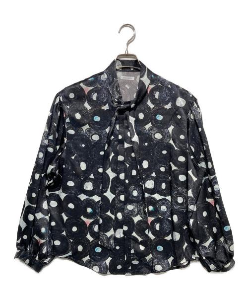 HERALBONY（ヘラルボニー）HERALBONY (ヘラルボニー) サテンボウタイブラウス「無題（丸）」 ブラック サイズ:Freeの古着・服飾アイテム