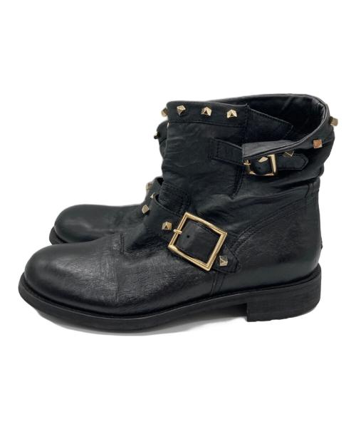 JIMMY CHOO（ジミーチュウ）JIMMY CHOO (ジミーチュウ) スタッズショートブーツ ブラック サイズ:40の古着・服飾アイテム