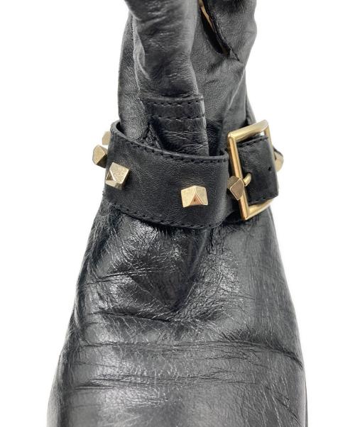 JIMMY CHOO（ジミーチュウ）JIMMY CHOO (ジミーチュウ) スタッズショートブーツ ブラック サイズ:40の古着・服飾アイテム