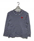 PLAY COMME des GARCONSプレイコムデギャルソン）の古着「ハートワッペン L/S ボーダーTシャツ」｜ホワイト×ネイビー