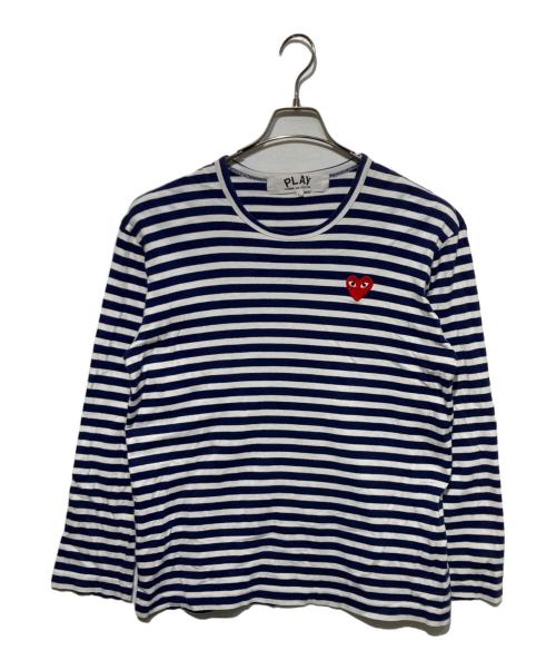 PLAY COMME des GARCONS（プレイコムデギャルソン）PLAY COMME des GARCONS (プレイコムデギャルソン) ハートワッペン L/S ボーダーTシャツ ホワイト×ネイビー サイズ:XLの古着・服飾アイテム