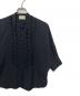 中古・古着 UNITED ARROWS TOKYO (ユナイテッドアローズトウキョウ) タック フリルVネック ハーフスリーブ ブラウス ネイビー サイズ:不明：7000円