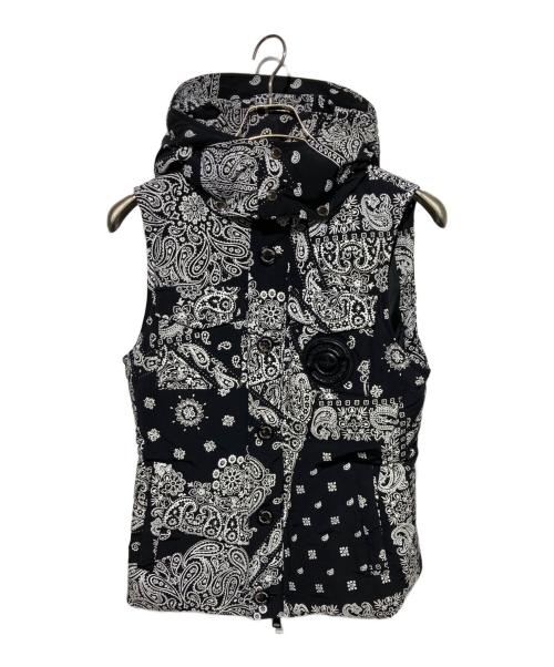 1piu1uguale3（ウノピュウノウグァーレトレ）1piu1uguale3 (ウノピュウノウグァーレトレ) ペイズリーダウンベスト ブラック サイズ:IVの古着・服飾アイテム