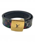 LOUIS VUITTONルイ ヴィトン）の古着「サンチュール・キャレ マルチカラー ノワール ベルト」｜ブラック