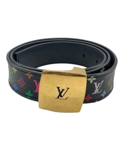 LOUIS VUITTON（ルイ ヴィトン）LOUIS VUITTON (ルイ ヴィトン) サンチュール・キャレ マルチカラー ノワール ベルト ブラック サイズ:80/32の古着・服飾アイテム
