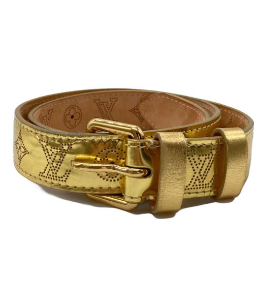 LOUIS VUITTON（ルイ ヴィトン）LOUIS VUITTON (ルイ ヴィトン) サンチュール ペルフォ レザーオール モノグラムミロワール ベルト ゴールドカラー サイズ:80/32の古着・服飾アイテム