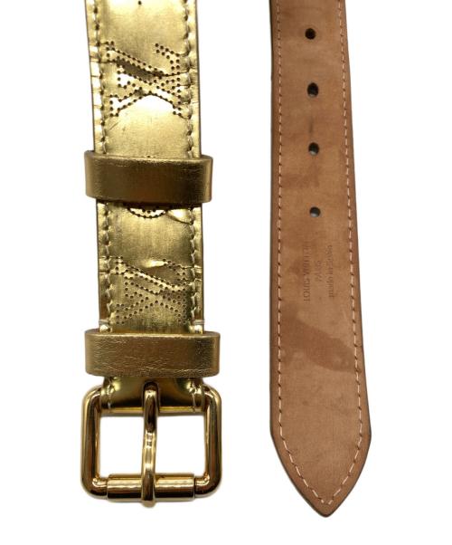 LOUIS VUITTON（ルイ ヴィトン）LOUIS VUITTON (ルイ ヴィトン) サンチュール ペルフォ レザーオール モノグラムミロワール ベルト ゴールドカラー サイズ:80/32の古着・服飾アイテム
