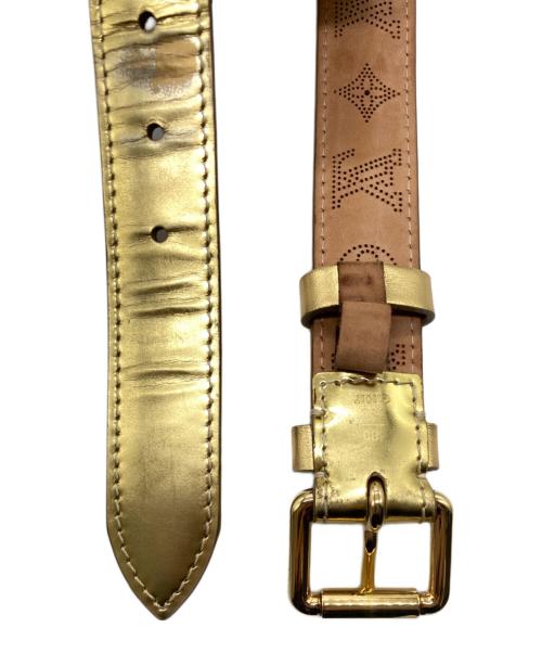 LOUIS VUITTON（ルイ ヴィトン）LOUIS VUITTON (ルイ ヴィトン) サンチュール ペルフォ レザーオール モノグラムミロワール ベルト ゴールドカラー サイズ:80/32の古着・服飾アイテム