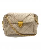 PRADAプラダ）の古着「キルティングチェーンショルダーバッグ」｜ベージュ
