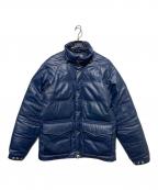 A BATHING APEア ベイシング エイプ）の古着「レザーダウンジャケット」｜ネイビー