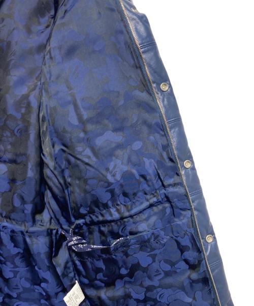 A BATHING APE（ア ベイシング エイプ）A BATHING APE (ア ベイシング エイプ) レザーダウンジャケット ネイビー サイズ:Lの古着・服飾アイテム