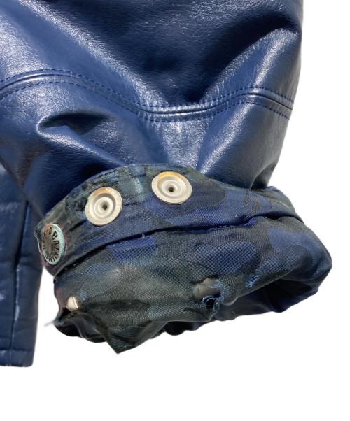 A BATHING APE（ア ベイシング エイプ）A BATHING APE (ア ベイシング エイプ) レザーダウンジャケット ネイビー サイズ:Lの古着・服飾アイテム