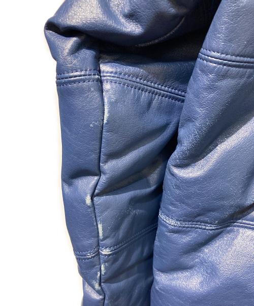 A BATHING APE（ア ベイシング エイプ）A BATHING APE (ア ベイシング エイプ) レザーダウンジャケット ネイビー サイズ:Lの古着・服飾アイテム