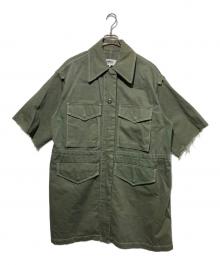 MM6 Maison Margiela（エムエムシックスメゾンマルジェラ）の古着「Oversized Military Style Short Sleeve Dress Coat」｜オリーブ