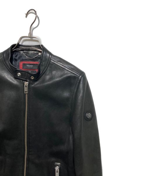 DIESEL（ディーゼル）DIESEL (ディーゼル) シングルライダースジャケット ブラック サイズ:Mの古着・服飾アイテム