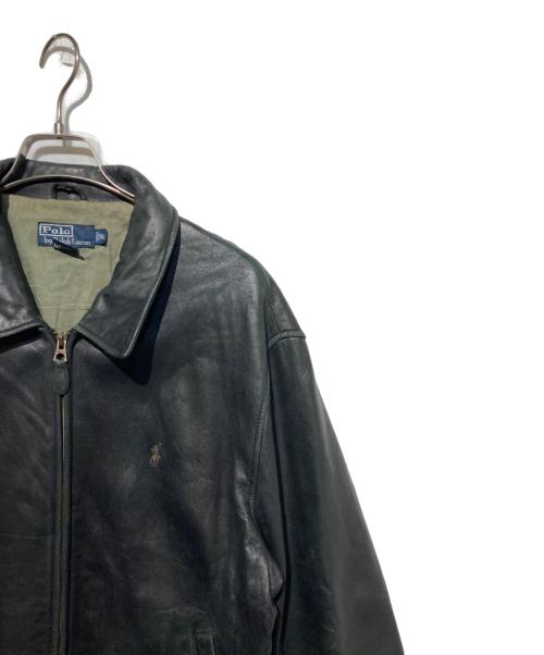 POLO RALPH LAUREN（ポロ・ラルフローレン）POLO RALPH LAUREN (ポロ・ラルフローレン) レザースイングトップ ブラック サイズ:XLの古着・服飾アイテム
