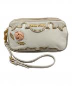 MIU MIUミュウミュウ）の古着「レザーポーチ」｜ベージュ