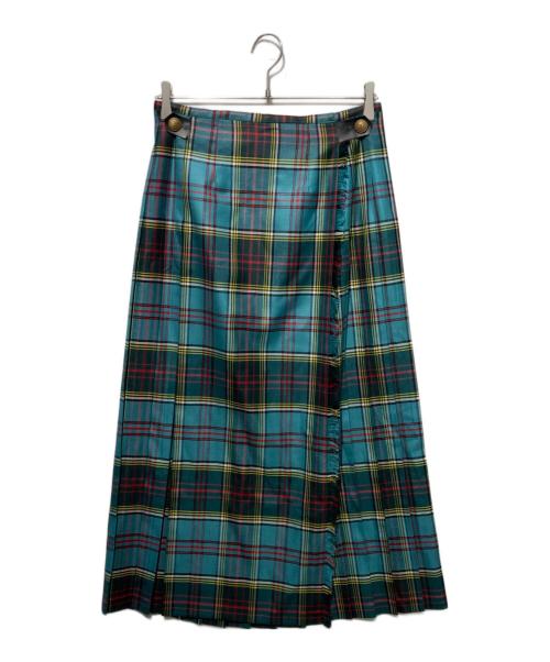 ticca（ティッカ）TICCA (ティッカ) チェックプリーツラップスカート グリーンの古着・服飾アイテム