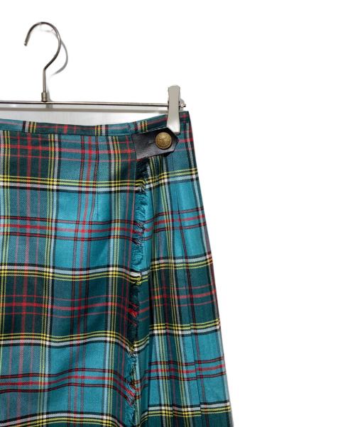 ticca（ティッカ）TICCA (ティッカ) チェックプリーツラップスカート グリーンの古着・服飾アイテム