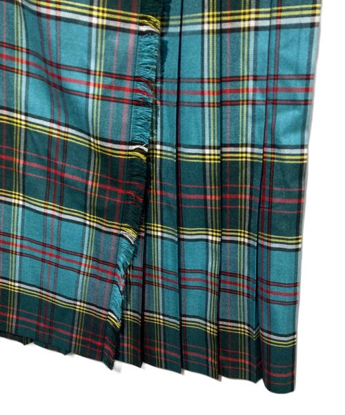 ticca（ティッカ）TICCA (ティッカ) チェックプリーツラップスカート グリーンの古着・服飾アイテム