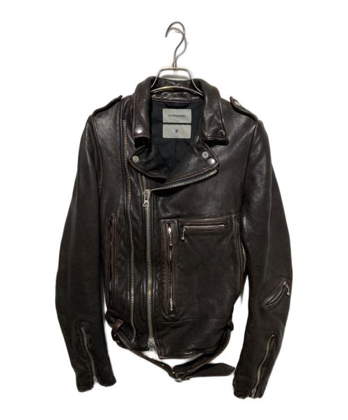 MIHARA YASUHIRO（ミハラヤスヒロ）MIHARA YASUHIRO (ミハラヤスヒロ) ベルテッドライダースジャケット ブラウン サイズ:36の古着・服飾アイテム