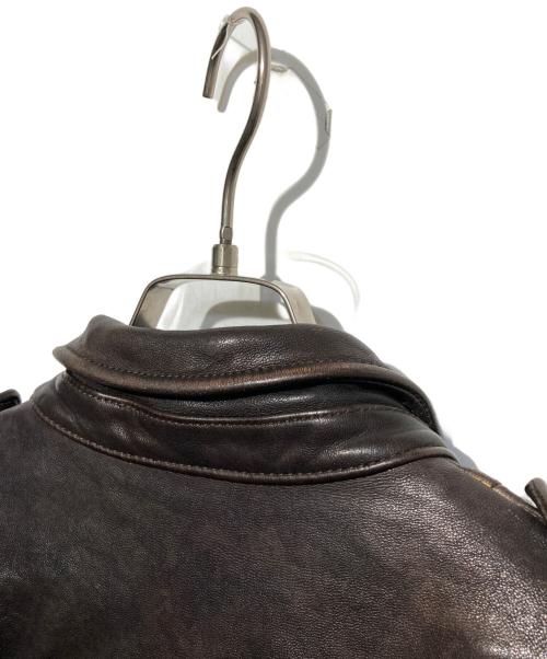 MIHARA YASUHIRO（ミハラヤスヒロ）MIHARA YASUHIRO (ミハラヤスヒロ) ベルテッドライダースジャケット ブラウン サイズ:36の古着・服飾アイテム