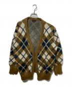 LOEFFロエフ）の古着「アーガイルシャギーモヘヤニットカーディガン」｜ブラウン