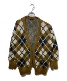 LOEFF（ロエフ）の古着「アーガイルシャギーモヘヤニットカーディガン」｜ブラウン