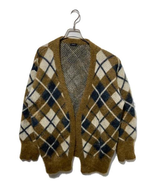 LOEFF（ロエフ）LOEFF (ロエフ) アーガイルシャギーモヘヤニットカーディガン ブラウン サイズ:　の古着・服飾アイテム