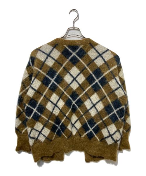 LOEFF（ロエフ）LOEFF (ロエフ) アーガイルシャギーモヘヤニットカーディガン ブラウン サイズ:　の古着・服飾アイテム