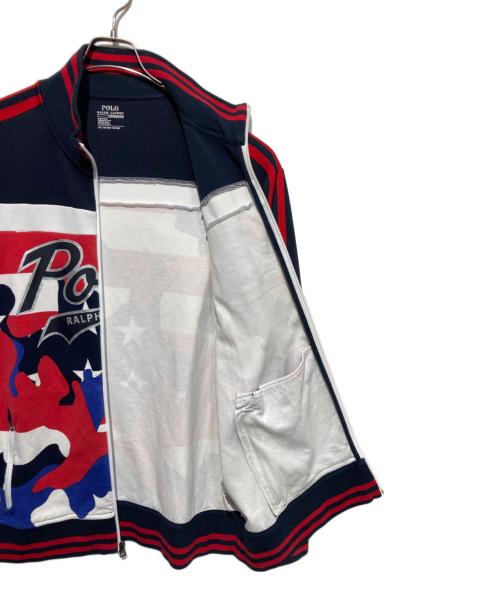 POLO RALPH LAUREN（ポロ・ラルフローレン）POLO RALPH LAUREN (ポロ・ラルフローレン) フロントロゴスウェットトラックジャケット ホワイト×ネイビー サイズ:XXLの古着・服飾アイテム