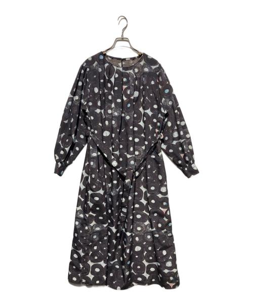 HERALBONY（ヘラルボニー）HERALBONY (ヘラルボニー) クルーネックワンピース「（無題）（丸）」 グレー×ブラック サイズ:Fの古着・服飾アイテム