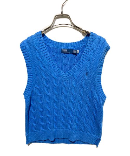 POLO RALPH LAUREN（ポロ・ラルフローレン）POLO RALPH LAUREN (ポロ・ラルフローレン) ケーブルニットベスト ブルー サイズ:Mの古着・服飾アイテム