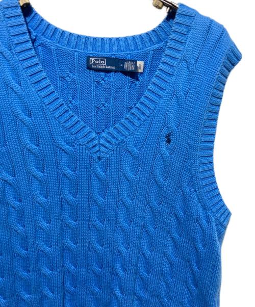 POLO RALPH LAUREN（ポロ・ラルフローレン）POLO RALPH LAUREN (ポロ・ラルフローレン) ケーブルニットベスト ブルー サイズ:Mの古着・服飾アイテム
